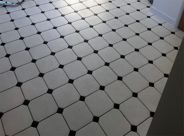 White Classic Octagonal Tile Taco Dot, Black And White Tile Floor Patterns