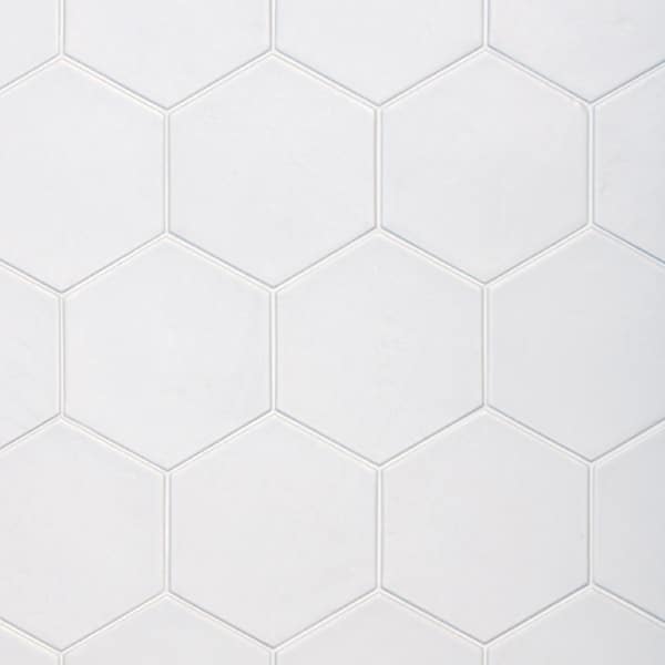 Hexagon Satin White Tile 175mm X 200mm, 4 Inch Hexagon Floor Tile White