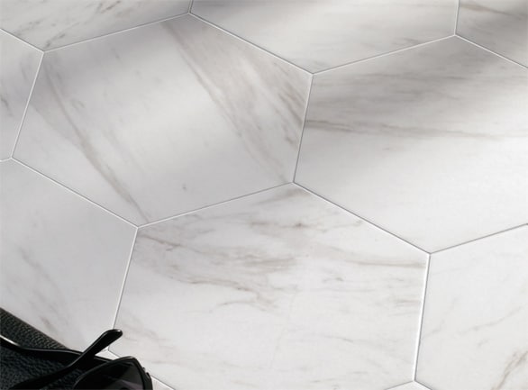Hexagon Carrara Matt Finish Tile 250x220x9mmI Target Tiles