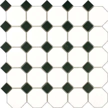 Matt White & Black Octagon Mosaic