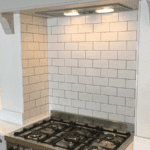 flat gloss white 150x75mm brick tiles kitchen