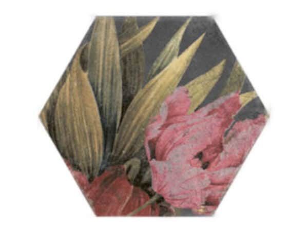 Hexagon Caribbean Flower Black 230x270mm