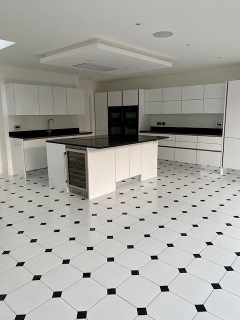 Classic Octagonal Tile Taco Dot, Black And White Patterned Kitchen Floor Tiles