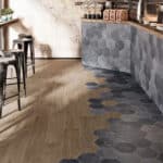 Flower effect hexagon tiles for walls and floors