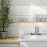 crackle glaze white 150x75mm sink area