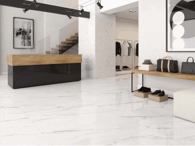 marble effect porcelain wall and floor tiles in large format sizes