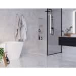Polished natural stone effect porcelain wall and floor tile