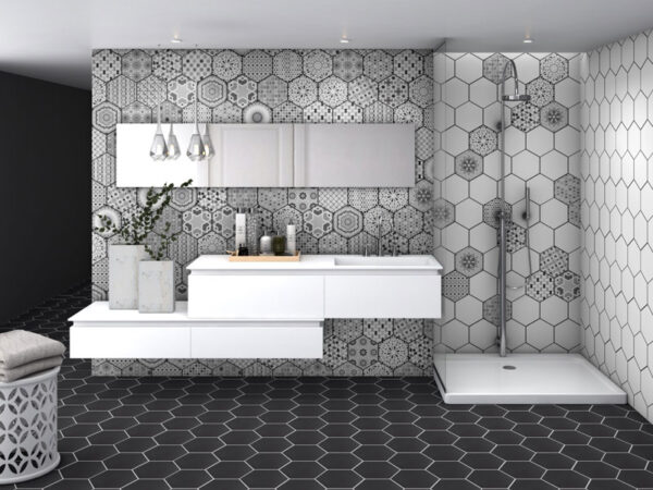 Orient Grey Patterned Hexagon Tiles - Hexagon Patterns - Target Tiles