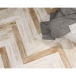 Wood effect porcelain wall and floor tile, printed plank on the tile
