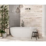 Wood effect porcelain wall and floor tile, printed plank on the tile