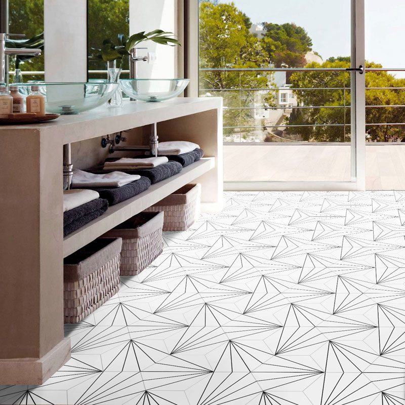 Axis Hexagon White Tiles Wall Floor, Grey And White Patterned Floor Tiles