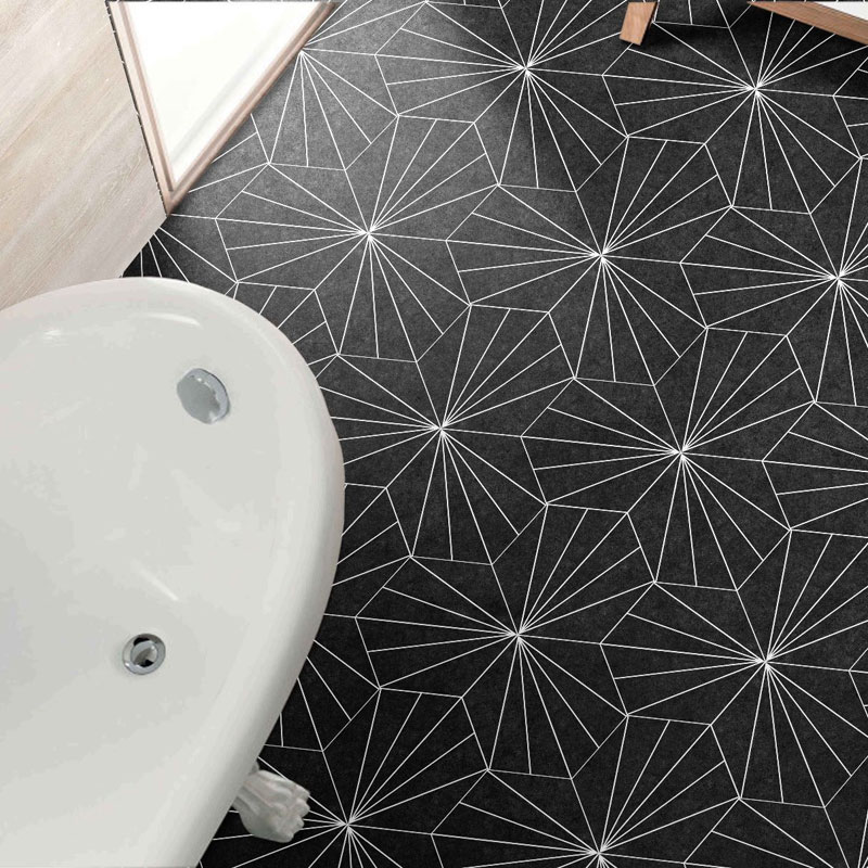 Axis Black Hexagon Tile Wall Floor, Black Floor Tiles Pattern