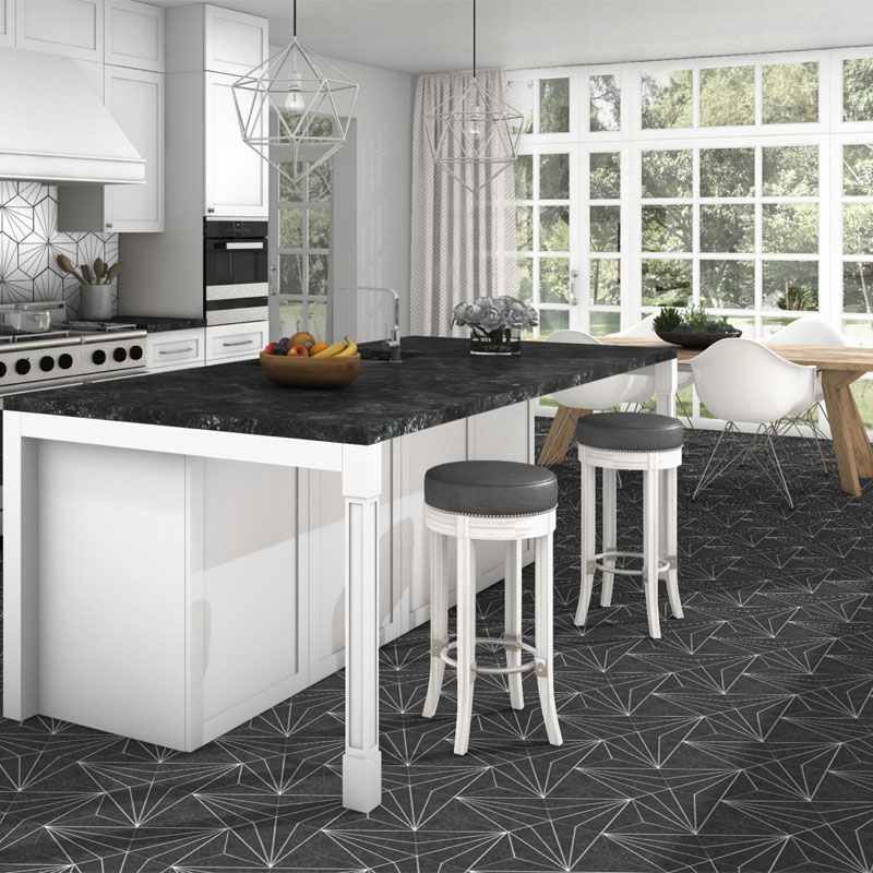 Axis Black Hexagon Tile Wall Floor, Tiles For Kitchen Floor And Walls