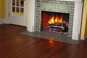 tiling around the fireplace