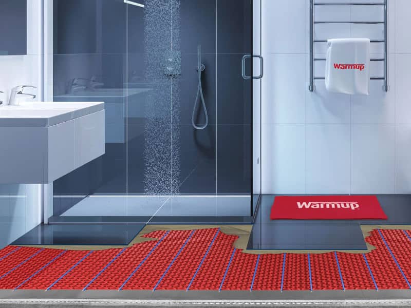 Warmup DCM pro underfloor heating on bathroom floor